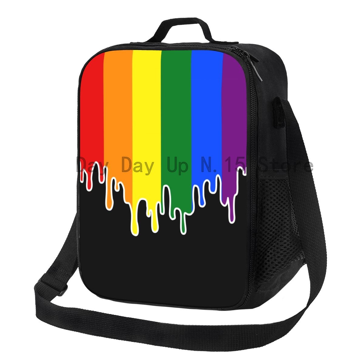 Pride Flag Drip Design Insulated Lunch Tote Bag for Women Rainbow Lesbian Resuable Cooler Thermal Food Lunch Box School