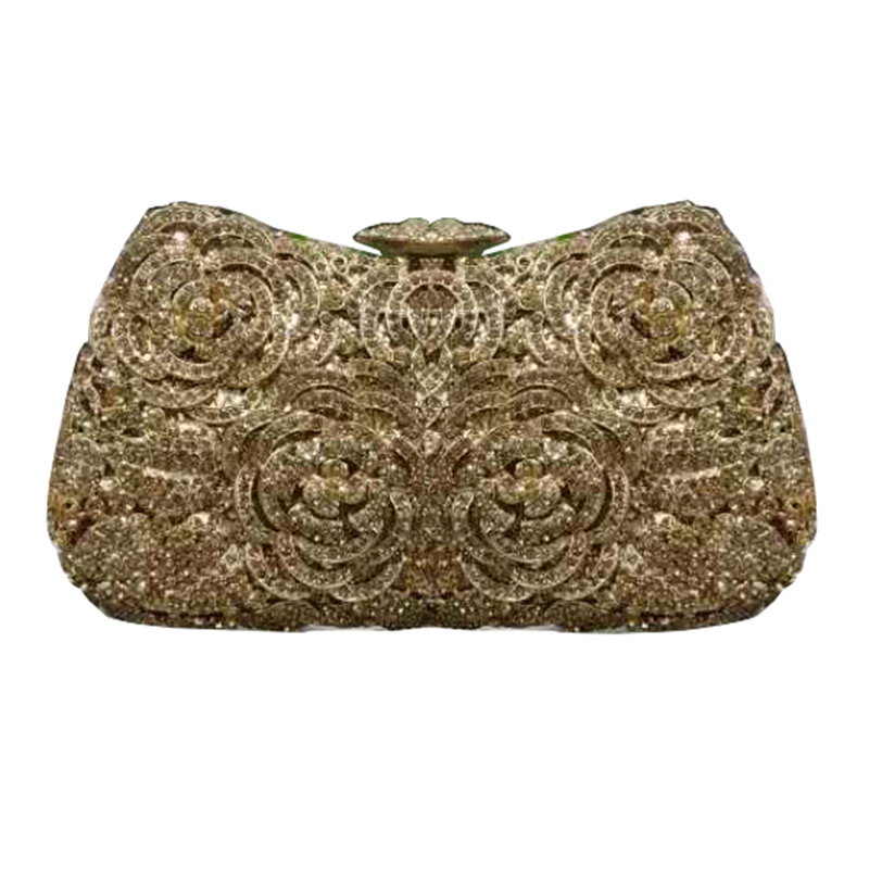 New elegant ladies pattern evening bag wedding party rhinestone handbag ladies crystal clutch