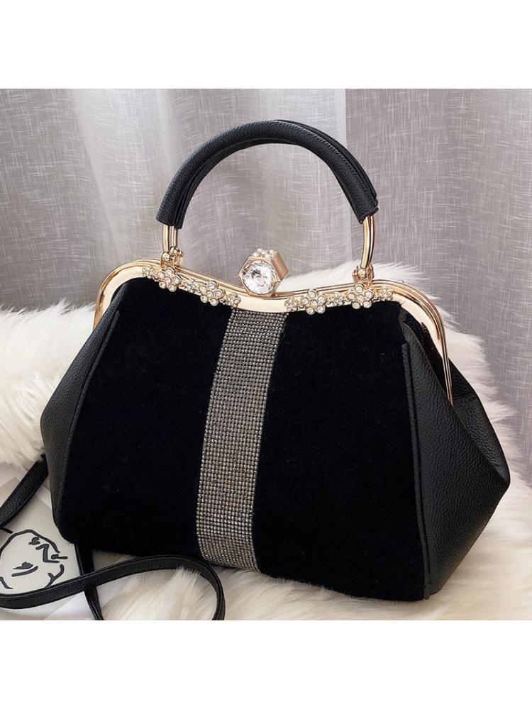 Lady handbags 2023 new set auger fashionable joker imitation horsehair atmosphere one shoulder clip with the bag in bag