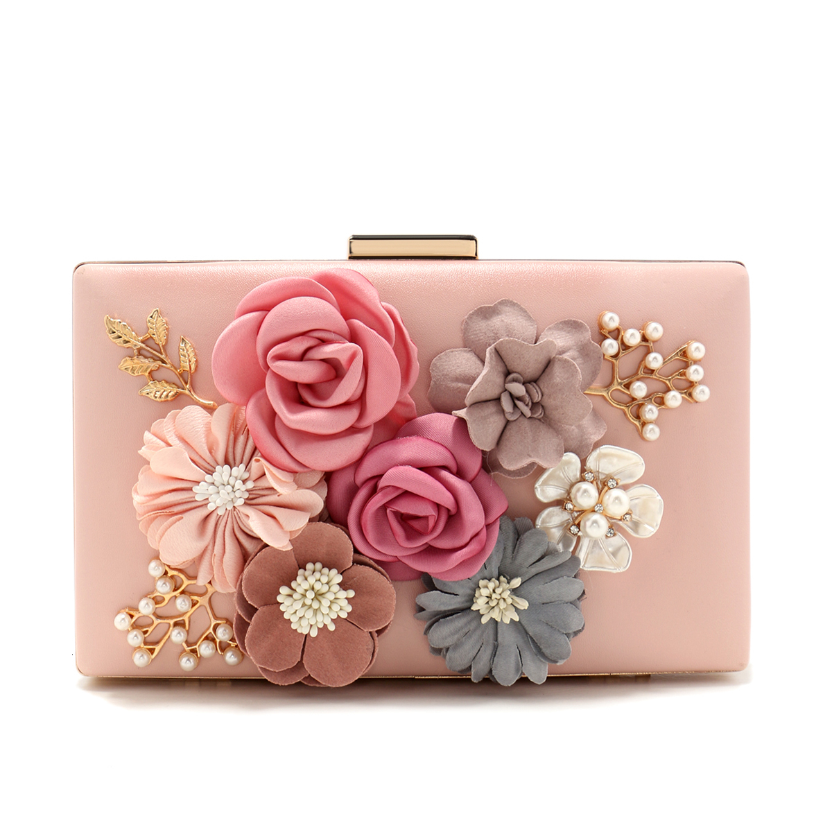 Women's Evening Dress Fashion Cute Girl Women's Designer Wallet With Pearl Handbag Spring Sparkling Pink Shoulder Badge