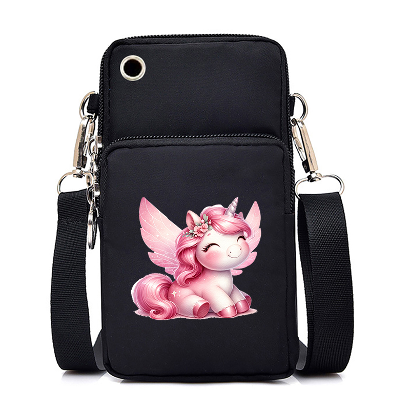 Pink Art Unicorn 26 Alphabet Designer Bag Cell Phone Bag Women Fashion Portable Small Outdoor Sports Arm Shoulder Crossbody Bag