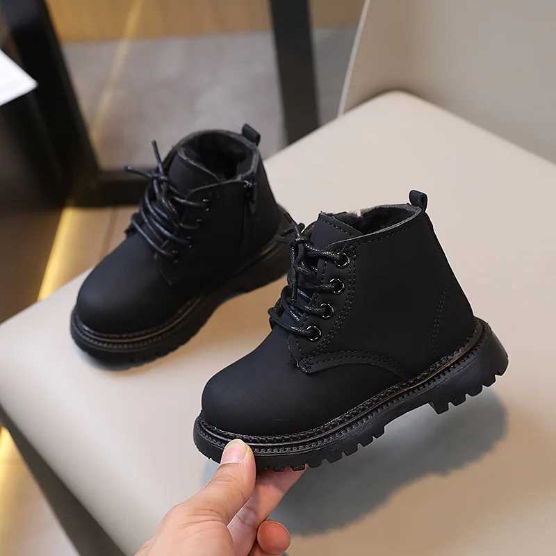 Winter Children Shoes Snow Boots Fashion British Short Boots Boys Side Zip Warm Girls Snow Cotton Boots Sneakers XJ241206