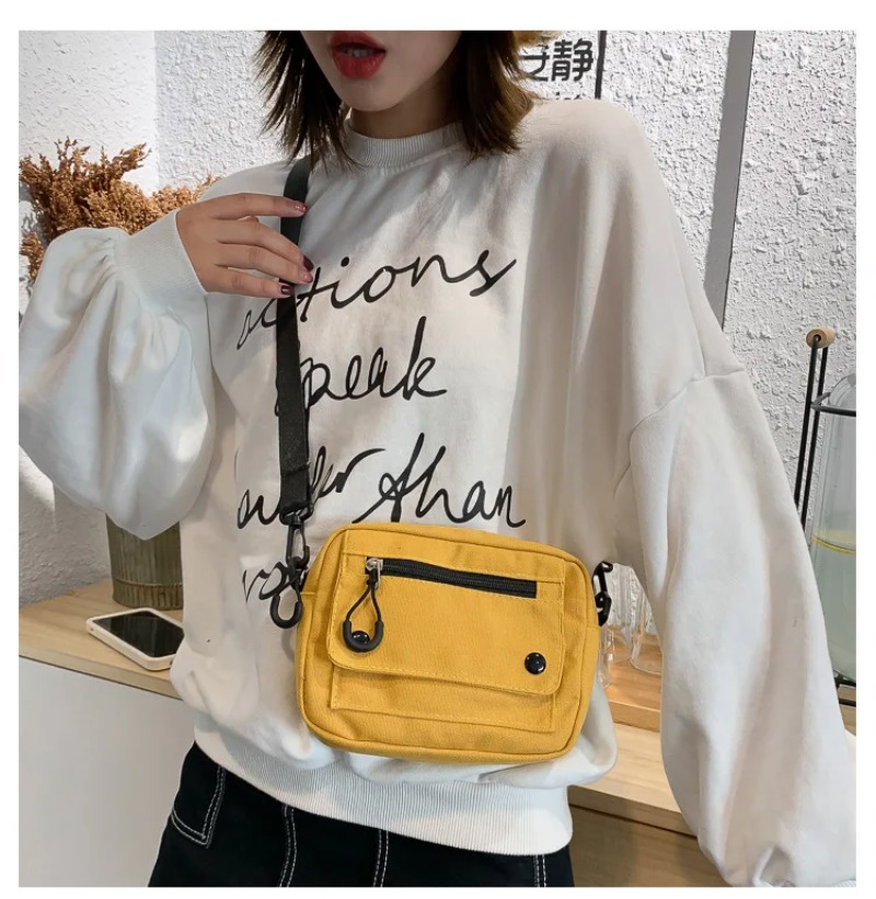 Women Shoulder Bag Fashion Pure Color Casual Tote Outdoor Bag Canvas Handbag Zipper Messenger Bags Sac Main Femme