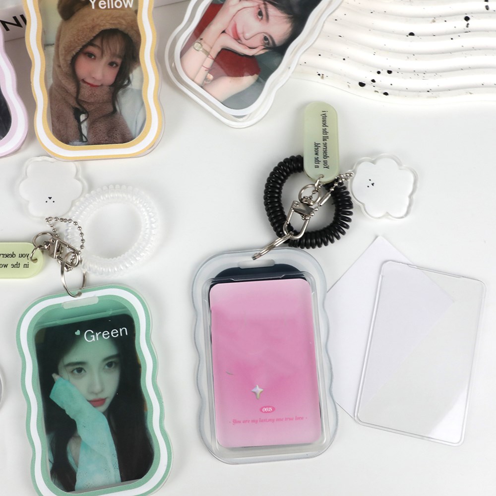 Portable Women Id Credit Card Holder Keychain Lovely Card Case Bag Pendant Chasing Star Idol Photocard Display Protective Sleeve