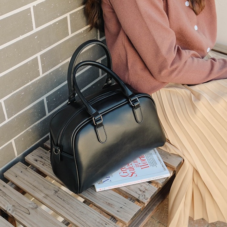 Vintage Solid Color Leather Crossbody Bags For Women Simple Quality Shoulder Messenger Bag Lady Handbags Female Elegant Purses
