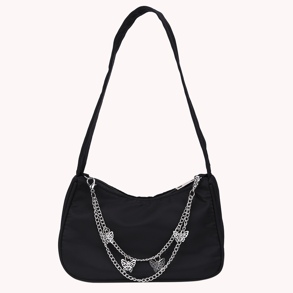 Fashion Women Butterfly Chain Shoulder Bags Pure Color Casual All-match Underarm Bags Elegant Ladies Small Hobos Handbags Purses