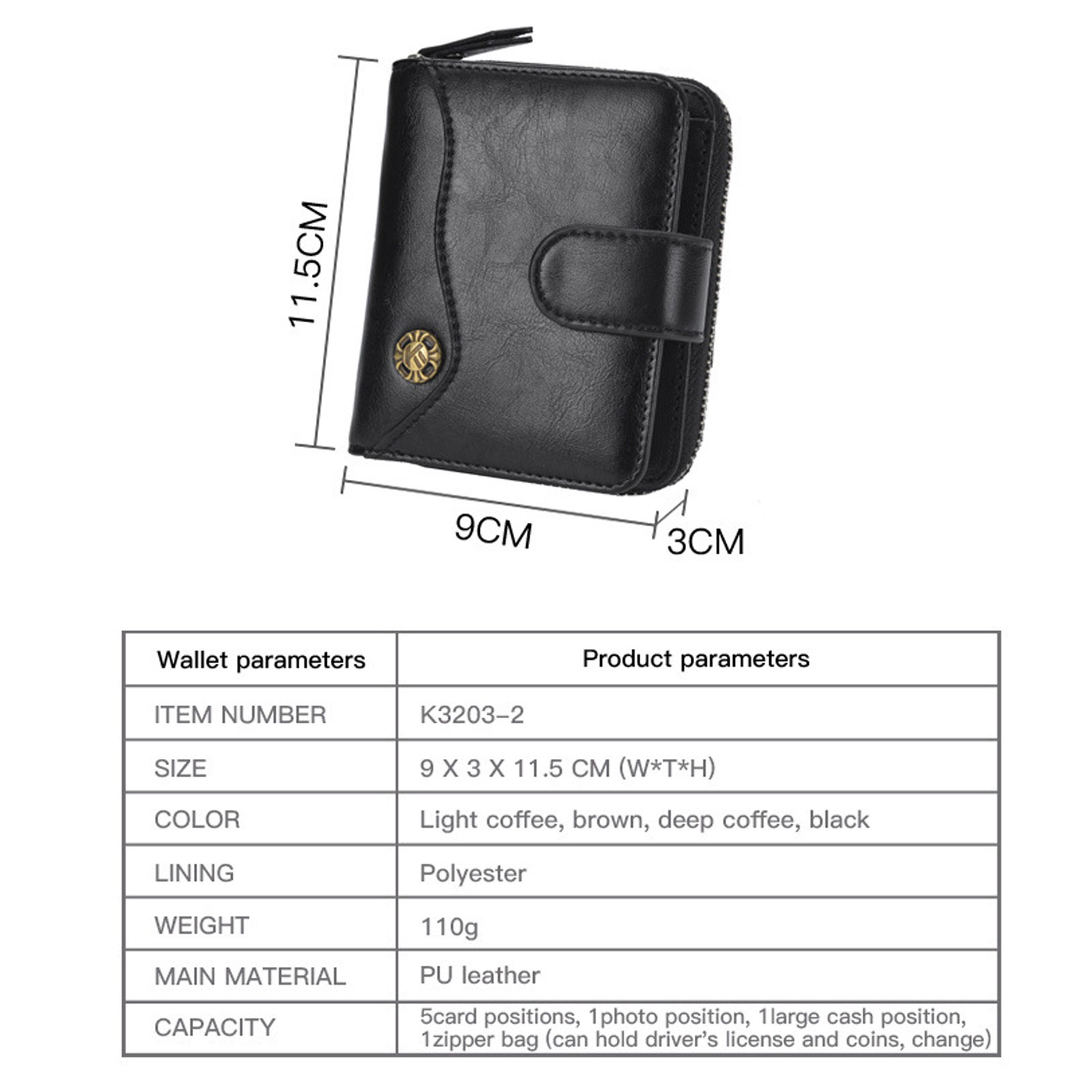 Fashion Retro Men Leather Wallets Short Money Purses Design Men Thin Wallet with Zipper Coin Bag Business Card Holder Case