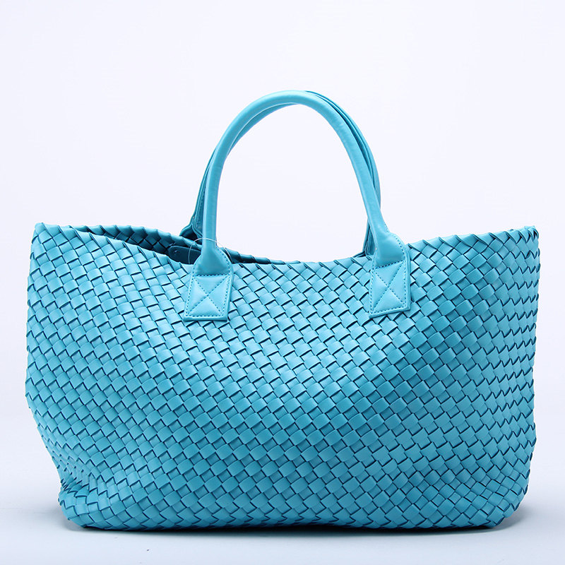 24 Colors Ladies Hight Quality Woven Leather Cross Stitch Hobo Handbag Women Large Bag Casual Tote