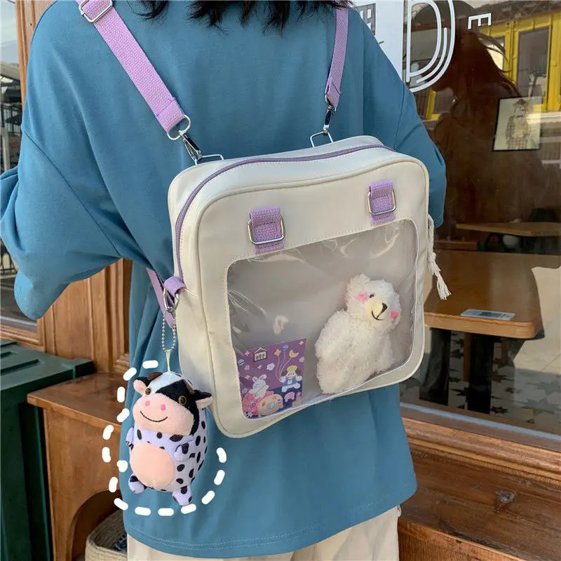 Richme Harajuku Summer Ita Bag Womens Fashion Japanese Style Stduients Nylon See Through Womens Bag Trend Backpack 241107