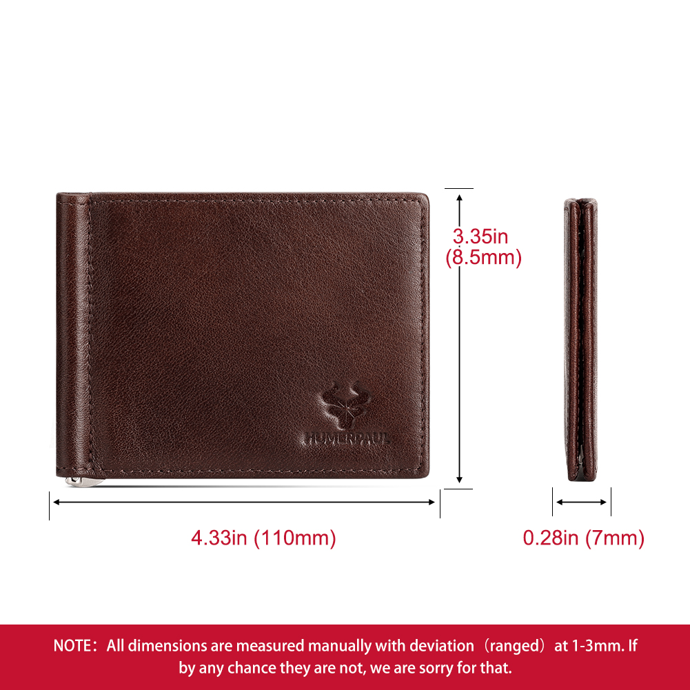 Ultra-thin Men's Money Clip Wallet Vintage Genuine Leather Bifold Card Holder Purse Mini High Quality Male Money Purse Cartera