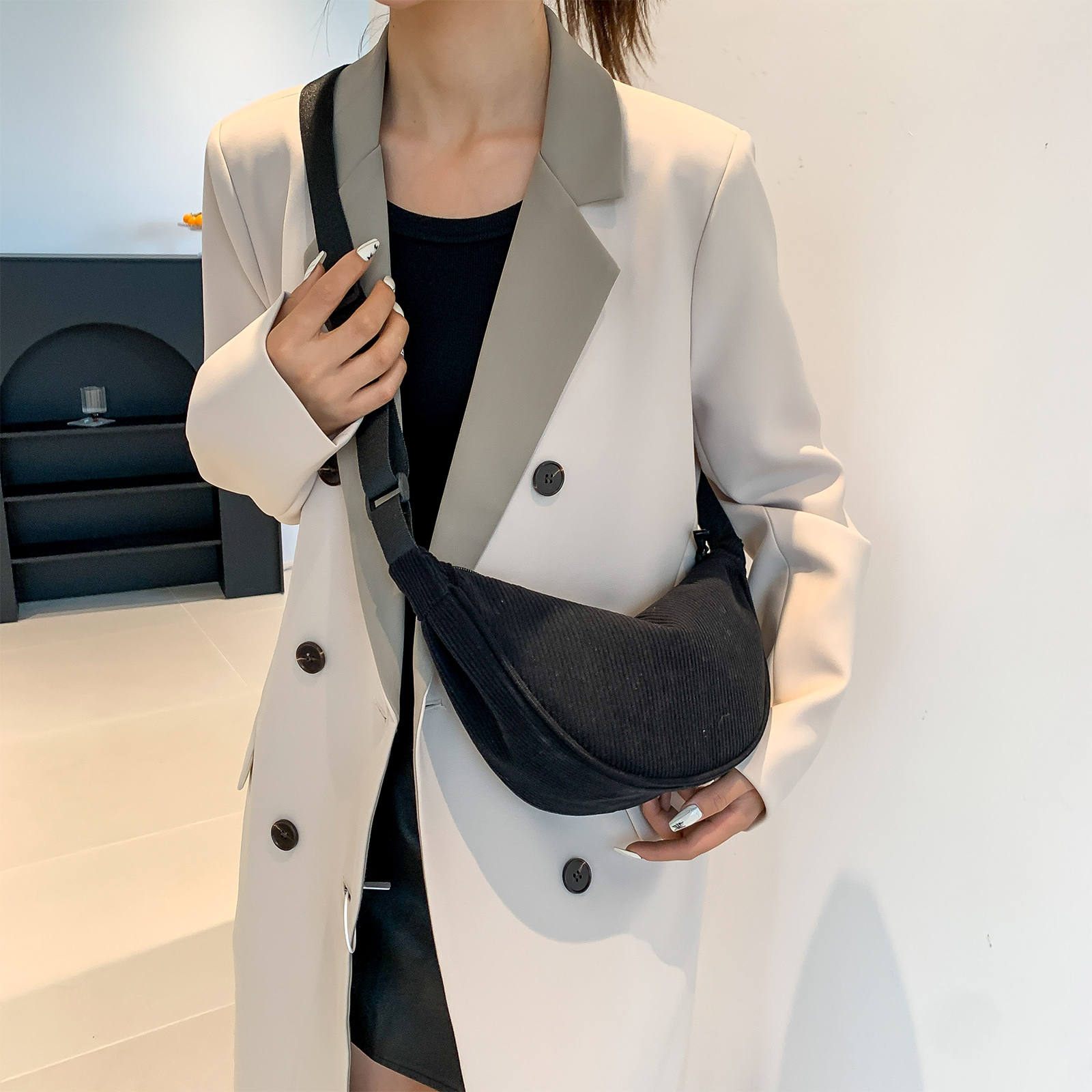 Orange Corduroy Crossbody Bag For Women Fashion Portable Casual Hobos Chest Bag Underarm Bag Students Shoulder Cross Body Bag