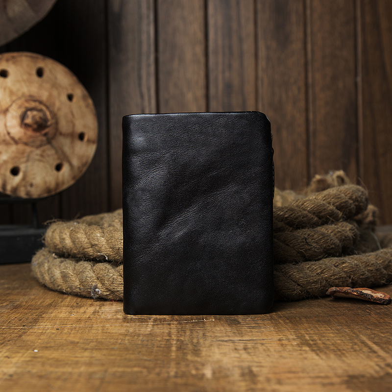 Vintage Cowhide Standard Wallet Retro Genuine Leather Soft Money Clip Men Casual Bank Cards Holder Cowskin Billfold Coin Purse