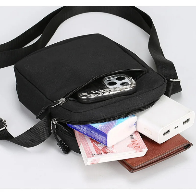 Oxford Shoulder Bag Durable Mini Black Mobile Phone Waist Pack Men Crossbody Bags Man Handbag bolso de mano 241106