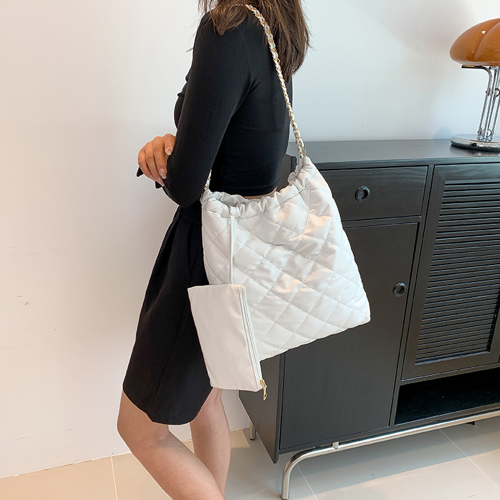 Tote Bag Women Crossbody Bag Large Capacity PU Solid Color Underarm Bag Rhombus Simple Female Commuter Handbag for Office Travel
