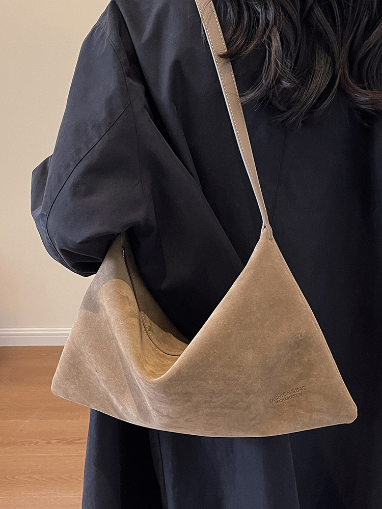 Vintage Suede Tote Bag For Women Autumn Winter New Large Capacity Commute Shoulder Crossbody Bags Fashion Trend Underarm Bags