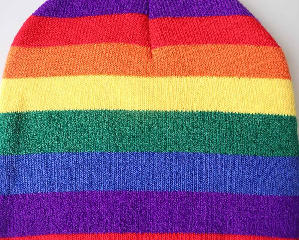 High quality design, Autumn/Winter Men's and Women's Seven Color Rainbow Jacquard Super Elastic Knitted Hat, Warm hat
