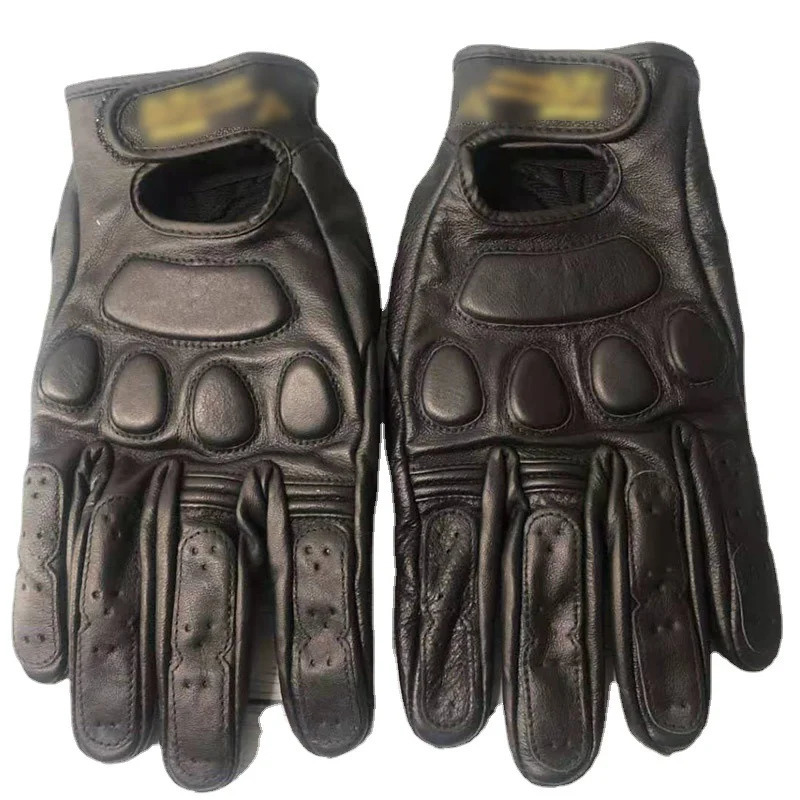 Retro Sheepskin breathable leather motorcycle gloves racing gloves mens motorcycle off-road winter and summer gloves full/half finger gloves 241106