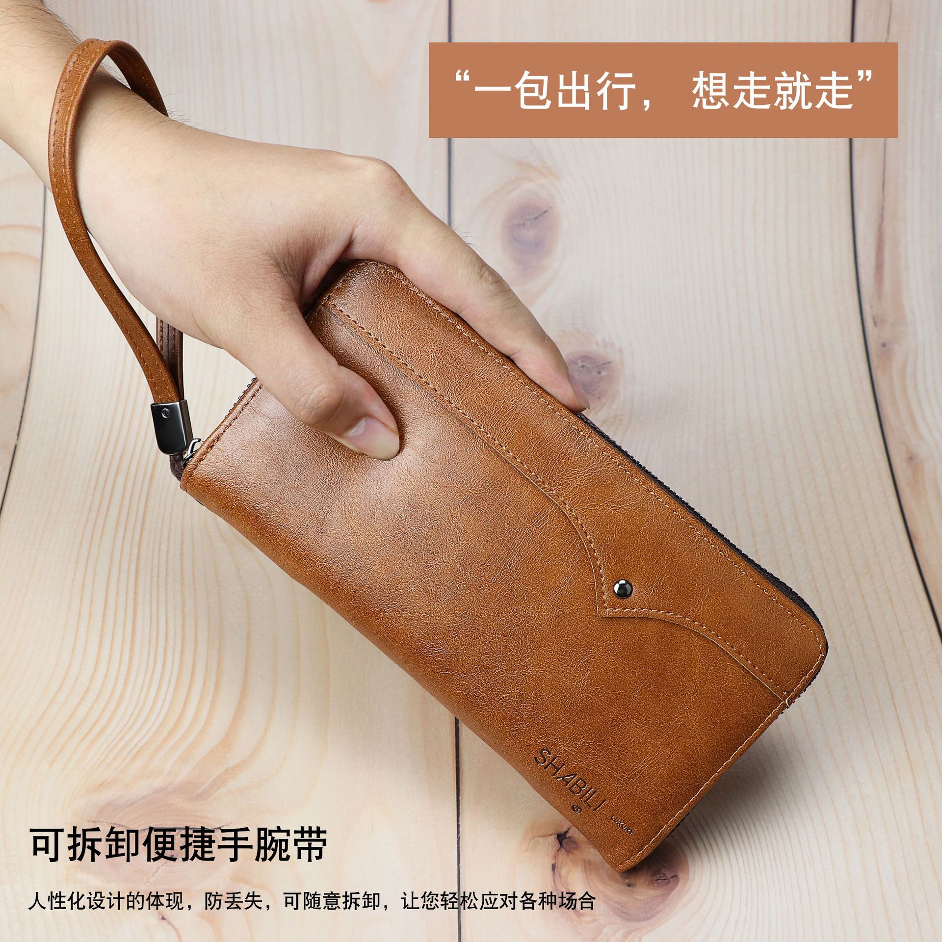 Top Quality Wallets Men Money Bag long Purse Male Vintage Brown Leather Rfid Card Holder Wallet Smart Wallet Pocket luxury