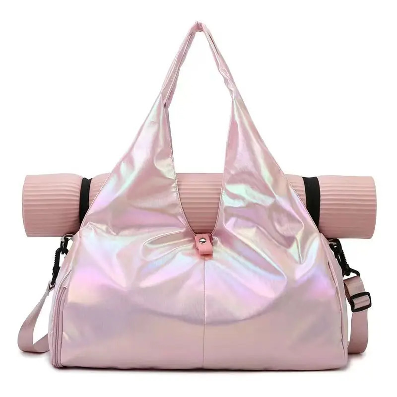 Fashionable pearl colored fitness bag womens yoga mat bag wet dry handbag large waterproof multifunctional travel luggage bag 241106