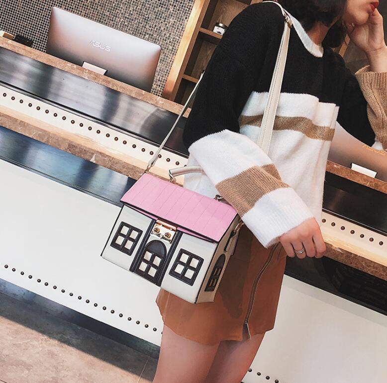 New creative house bag lovely handbag fashion contrast color little women shoulder bag small fresh cross-body bag fashion