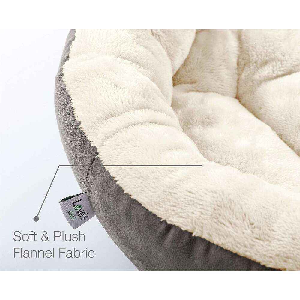 Love's cabin Round Donut and Cushion Bed, 20in for Cats or Small Dogs, Anti-Slip Water-Resistant Bottom, Super Soft Durable Fabric Pet Beds, Wash