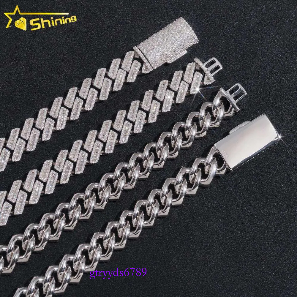 Necklace Jewelry Cuban k Chain Custom Vvs Moissanite 20MM Rhombus Iced Out Sterg Sier Pass Dia Test Hip Hop Chains for Men Jewelery