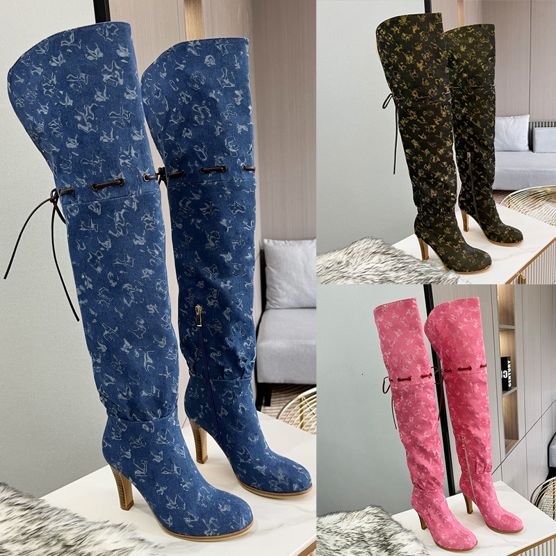Designer Women Boots Fall and Winter Boots Tall Boots Knee High Women's Black Boots Heel 9CM With Box 684