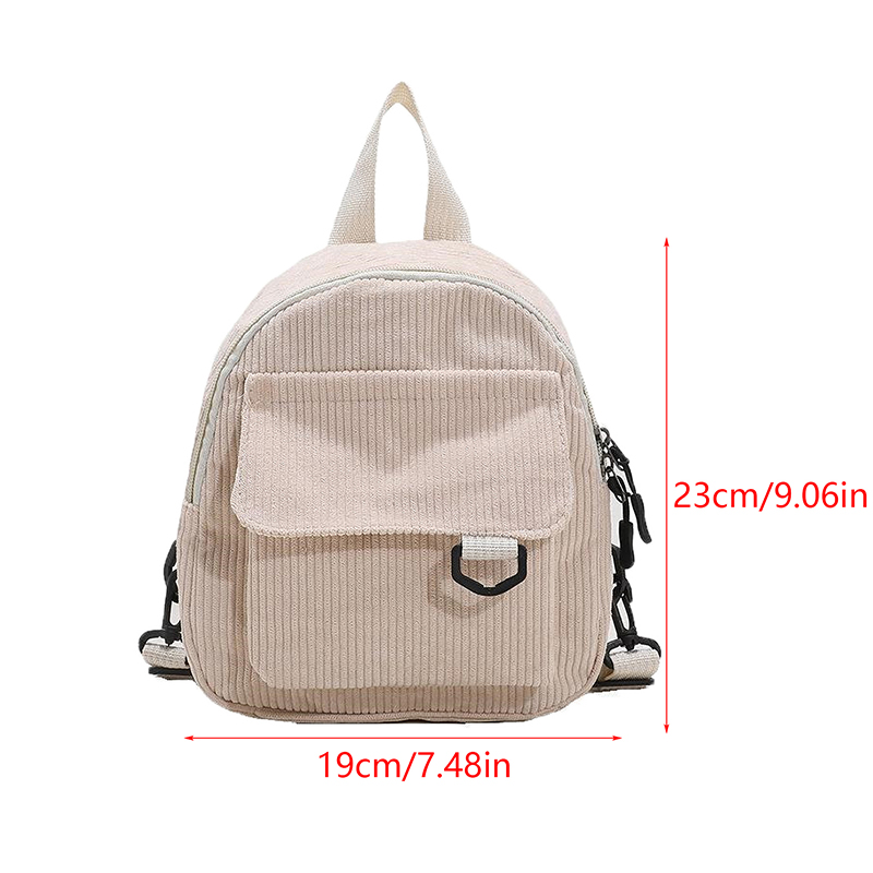 Women's Mini Backpack Fashion Solid Color Corduroy Small Simple Casual Traveling Large Capacity Durable Female's Schoolbag