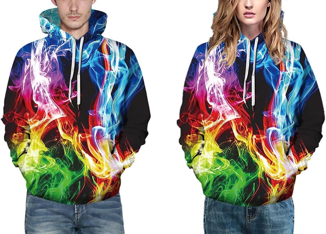 Hoodie for Mens Womens Mens Hoodie 3D Printed Pullover Hooded Sweatshirt Cool Outfits With Pockets Graphic Hoodies sweatshirt Cool colored lightning p