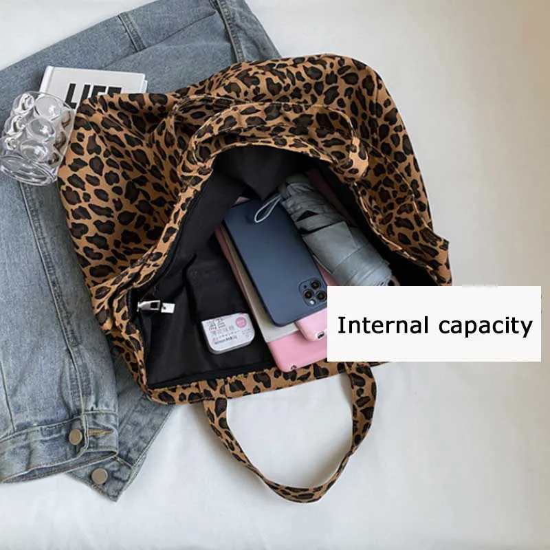Leopard Design 2024 Korean Fashion Big Crossbody Bags for Women Travel Handbag Lady Shopper Shopping Shoulder Bag Bolsa Feminina