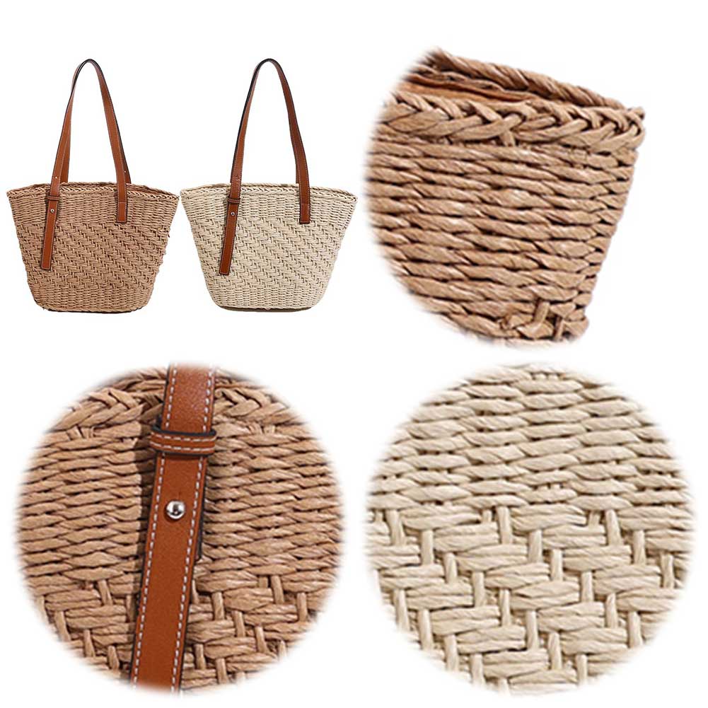 Straw Beach Bag Large Summer Shoulder Bag Woven Underarm Bag Holiday Travel Handbag