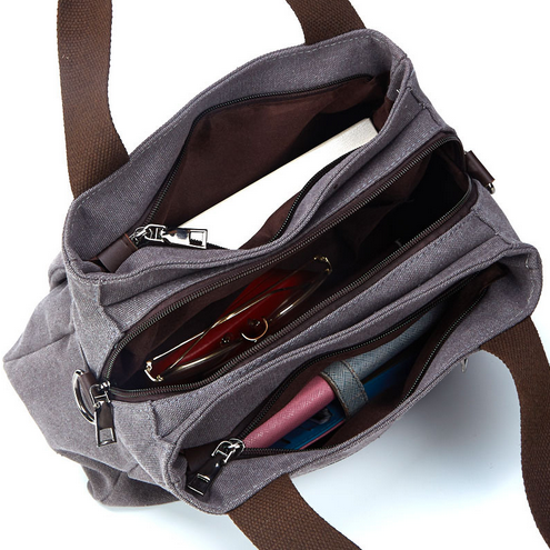 Retro Casual Women's Bag Canvas Ladies Single-shoulder Messenger Bag Women's Large-capacity Multi-compartment Canvas Bag