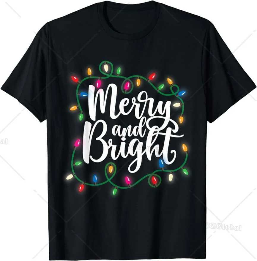 Christmas Light Lover Christmas T-shirt Custom Printing Womens T-shirt Mens Clothing X241107
