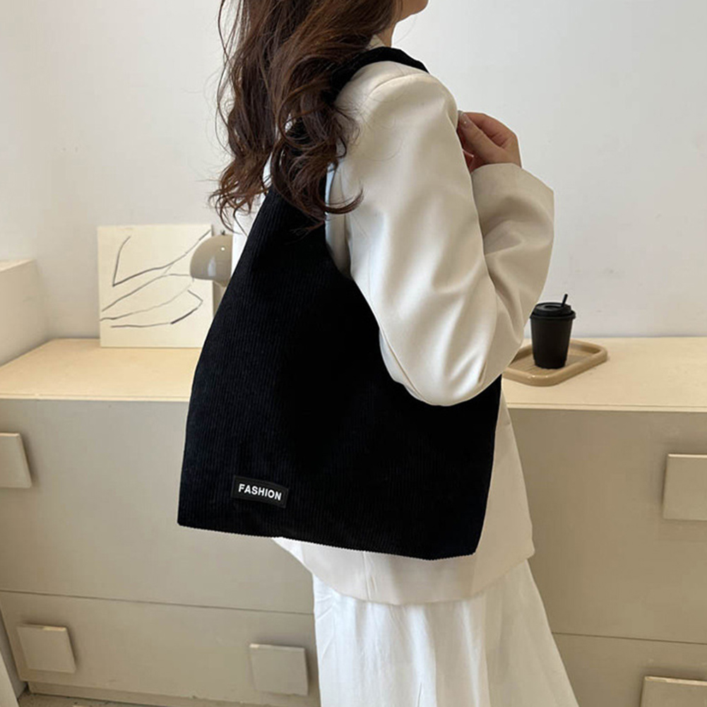 Women Top Handle Bag Foldable Travel Satchel Bag Versatile Corduroy Shoulder Bag Soft Large Capacity Reusable Shopping Bag