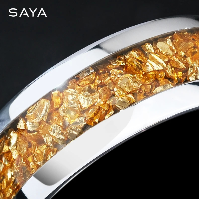 Mens Ring Womens Tungsten 8mm Gold Sparkling Painting Fill Party Birthday Engagement Gift Carving 241106