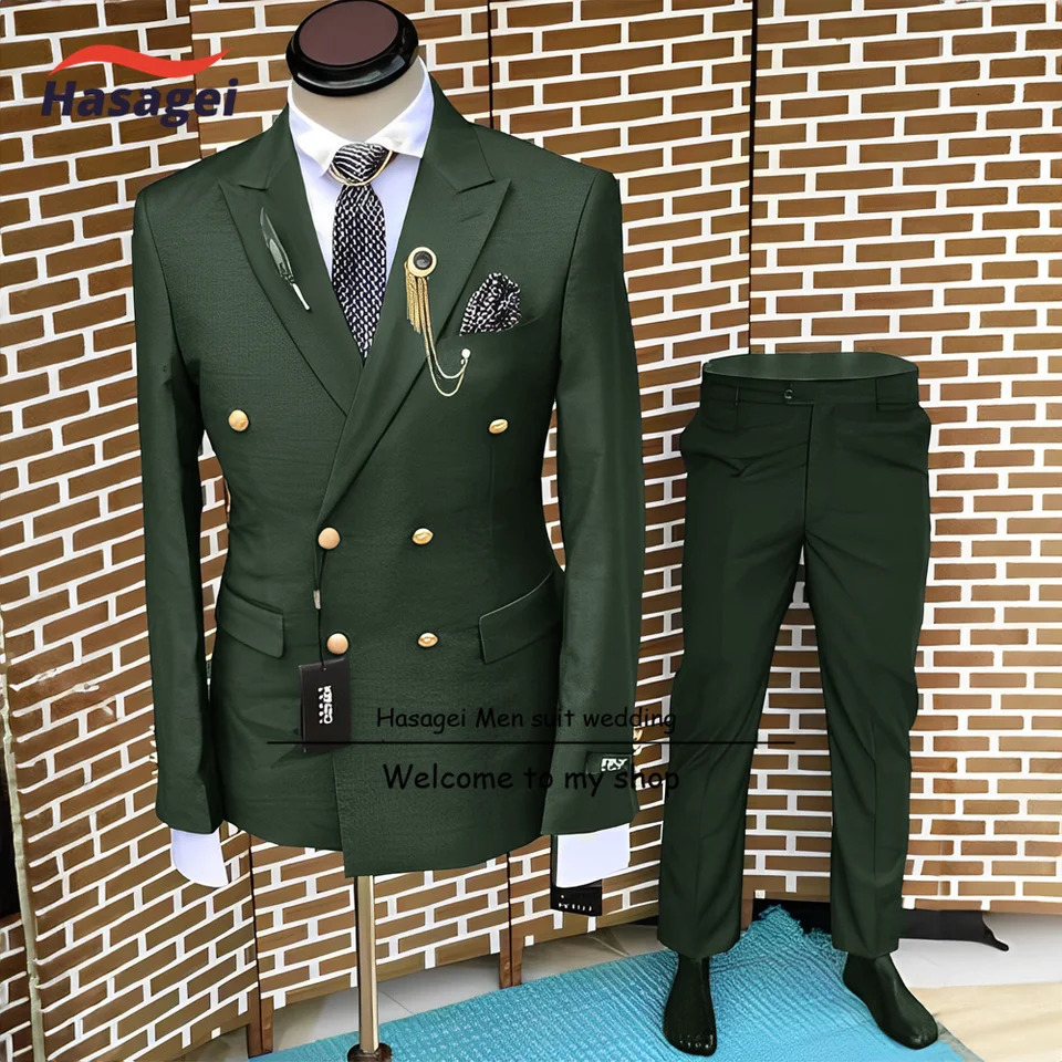 Mens wedding evening gown double-layer jacket and pants 2-piece set business jacket gold button set grooms set 241106