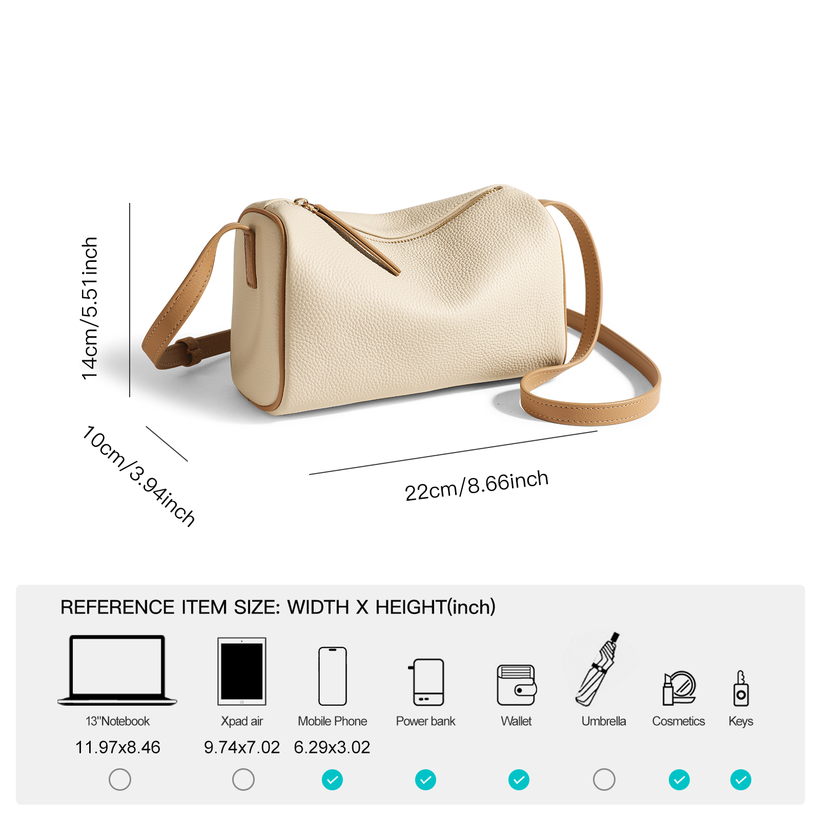 ITAMOOD Genuine Leather Clash Fashion Single Price Bag, Simple Elegant Crossbody Bag, Original Luxury Boston Bag