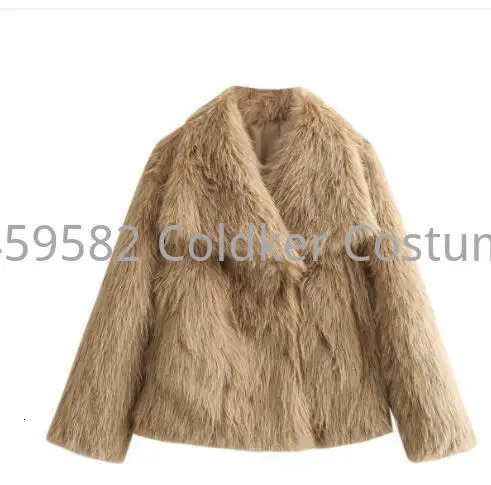 Womens fashionable cut synthetic fur leather jacket long sleeved front snap button womens jacket fashionable lapel thick warm jacket 241107