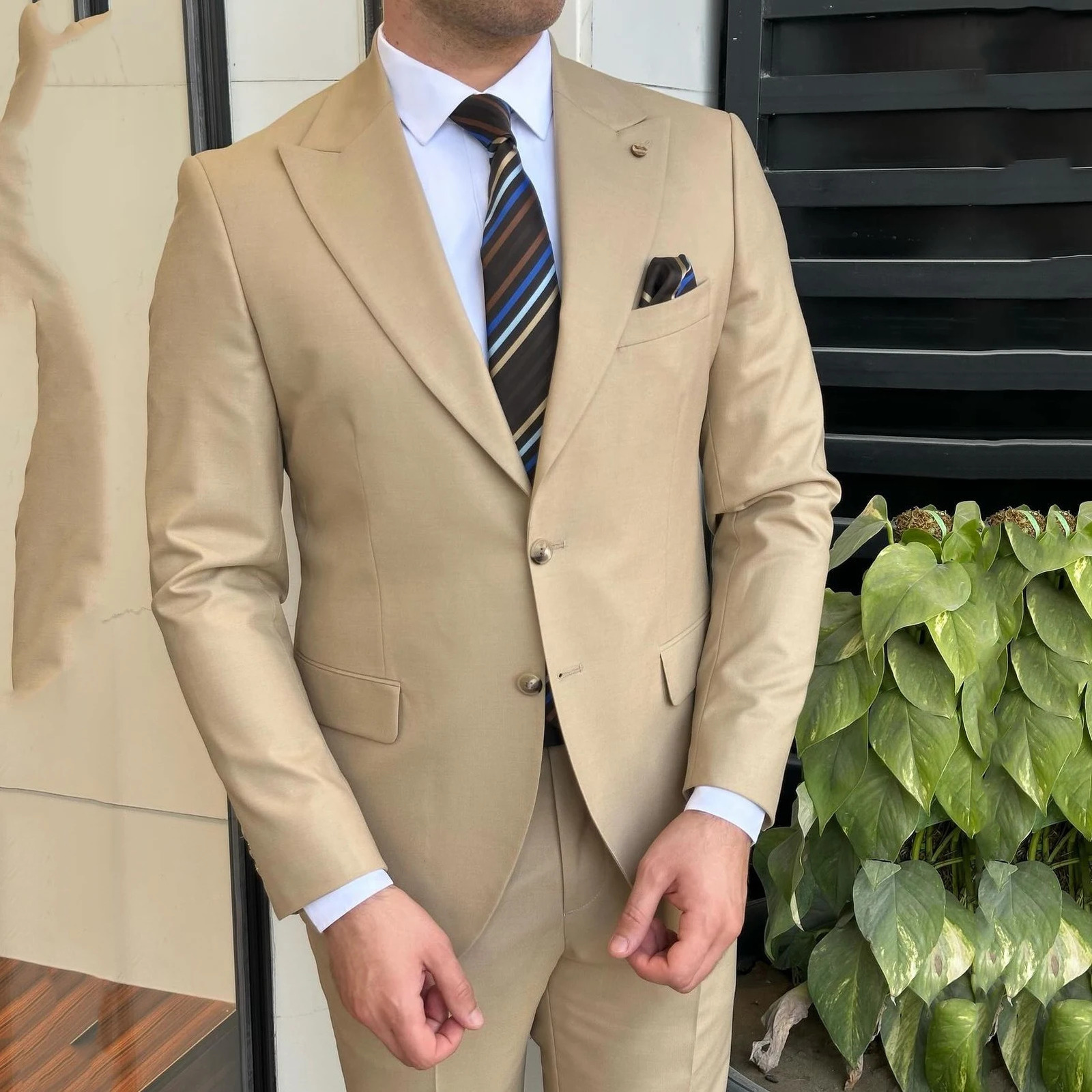 Mens Fashion Grey Set Formal Business Coat Top Collar Wedding Groom Evening Dress Daily Set 2-piece Jacket Pants Clothing Men 241106