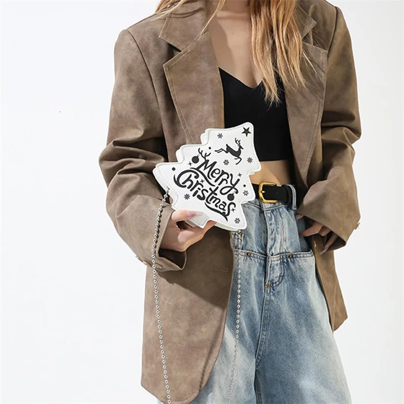 Womens cross body bag Christmas tree shaped chain shoulder bag casual mobile phone bag 241106