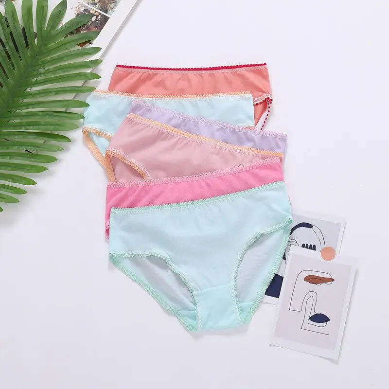 24pcs/Lot Cotton Girls Briefs Childrens Underwear Triangle Panties Kids Underpants 2-12Years 240329