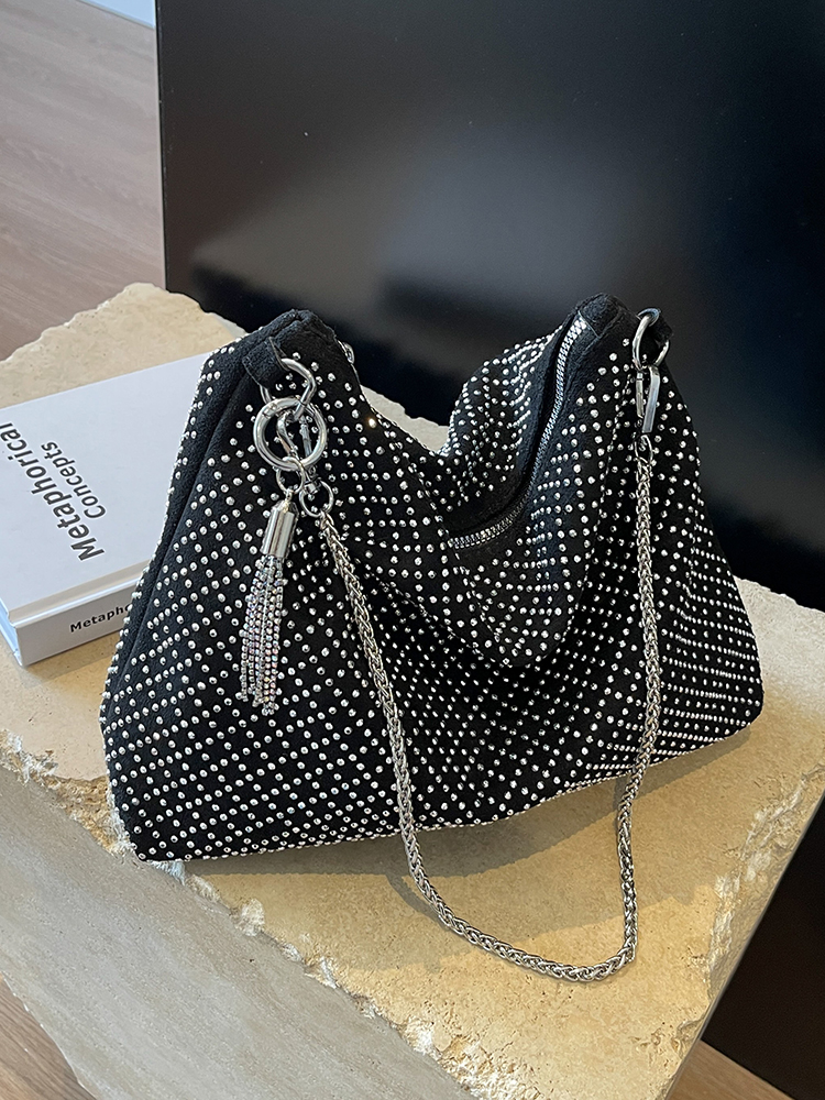 Summer Versatile Chains Single Shoulder Pack Fashion Textured Diamond Large Capacity Commuting Handbag Casual Tote Bag