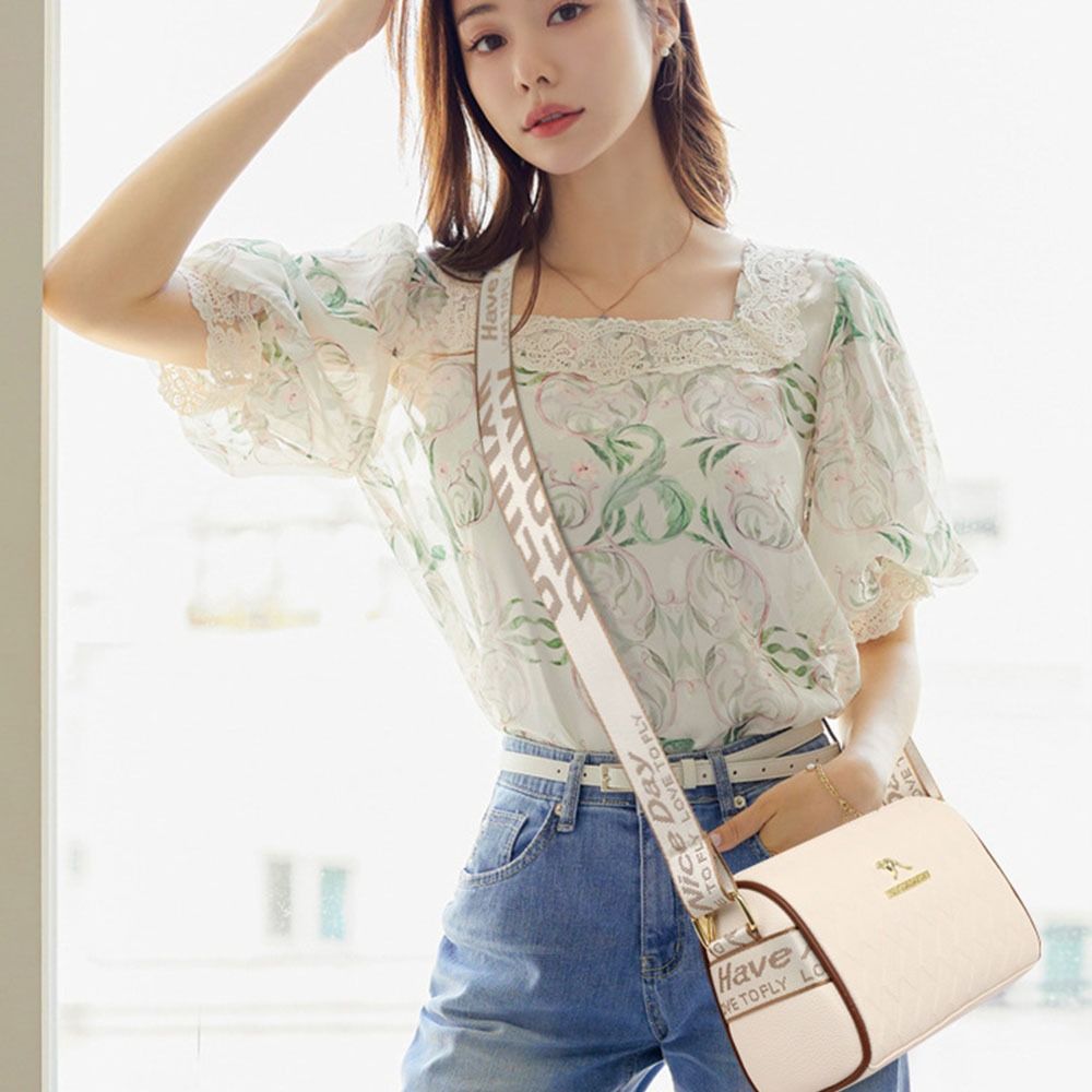 Ladies Plaid Shoulder Bag Large-capacity Crossbody Bag Fashionable and Versatile Cylindrical Bag Mom Bag Hand Bag Commuting Bag