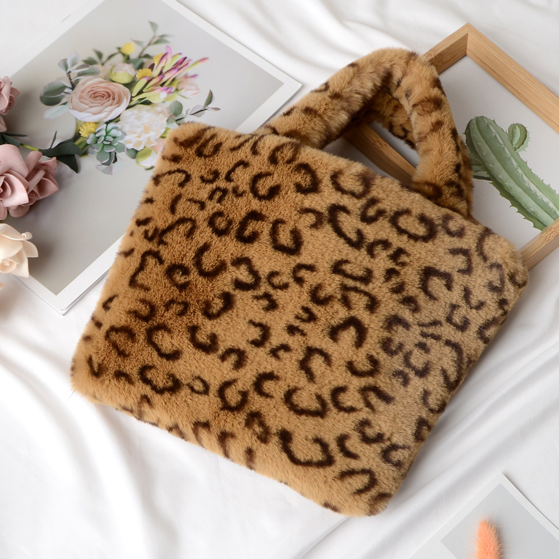 Fur Bag Animal Print Leopard Bag Women Ladies Winter Warm Crossbody Bags Famous Brand Large Capacity Shoudler Clutch 2021New