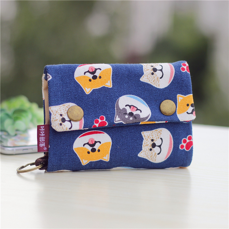 Canvas Women Cartoon Totoro Cat Printed Dog Fold Short Wallet Organizer Cute Mini Money Key Bag Coin Pocket Purse for Children