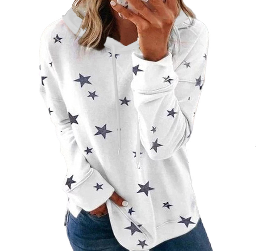 Autumn and Winter New Women's Star Printed Top Loose Plus Size Hoodie Women's Designer Trendy T-shirt