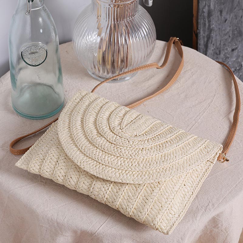 Summer Beach Bags For Women Handmade Straw Envelope Crossbody Bag Purse Braided Shoulder Messenger Bag Vacation Woven Handbag