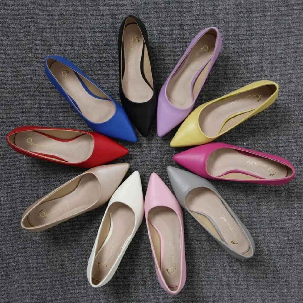 Professional High Heels Women Pointed Shallow Mouthed Single Shoes Black Slim Heeled Flight Attendant Formal Work Shoes Pumps 241106