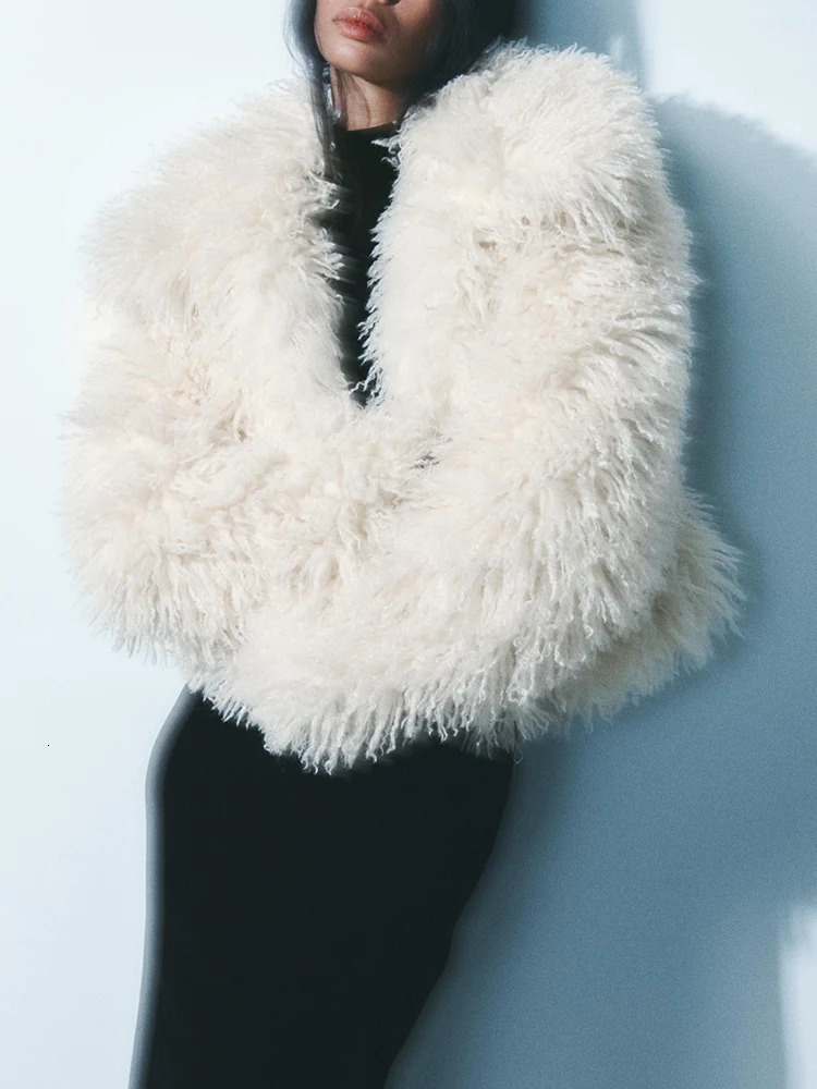 Elina Winter Thick Solid Faux Fur Coats Women Fashion Long Sleeve Jackets Women Elegant Lapel Collar Short Coats Female Ladies 241107