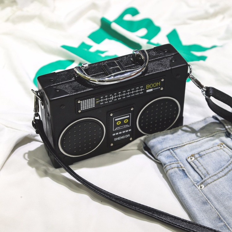 2021 Simulation Radio Box Bag Shoulder Messenger Bag European and American Creative Personality Funny Chain Female Bag